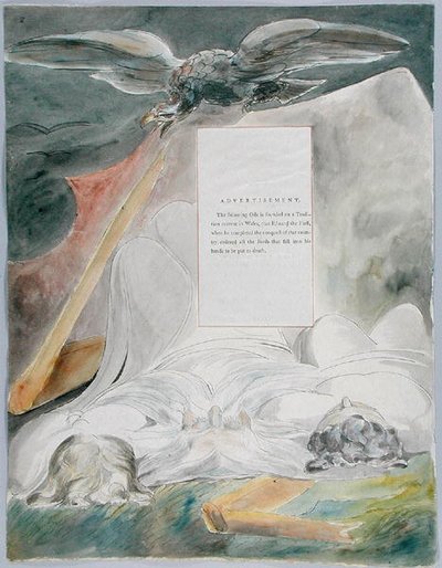 The Bard, design 54 fra The Poems of Thomas Gray, 1797-98 (wc med pen og sort blæk på papir) af William Blake